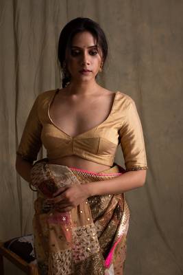 Gold silk tissue blouse 1