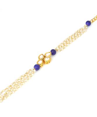 Blue White Gold Tone Kundan Bracelet 6