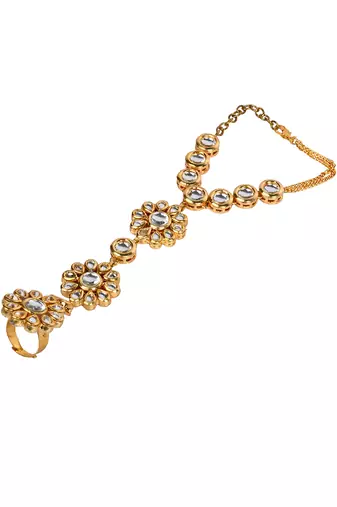 Handcrafted Floral Kundan Hathphool