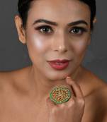 Green beaded Handcrafted Kundan ring