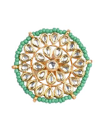 Green beaded Handcrafted Kundan ring 3