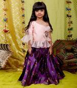 Peach Pleated Skirt with Peplum Top