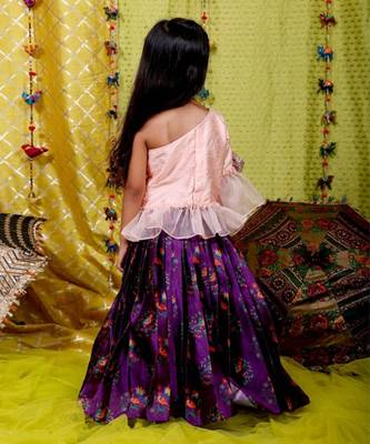 Peach Pleated Skirt with Peplum Top 2
