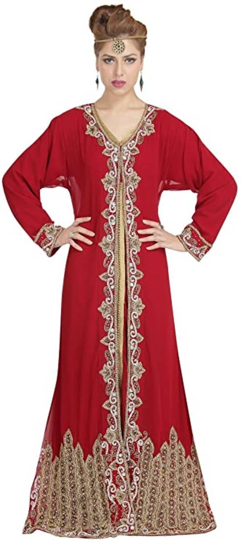 Royal Dubai Kaftan Moroccan Islamic  Abaya Farasha Party Wear Floor Length Dress For Women