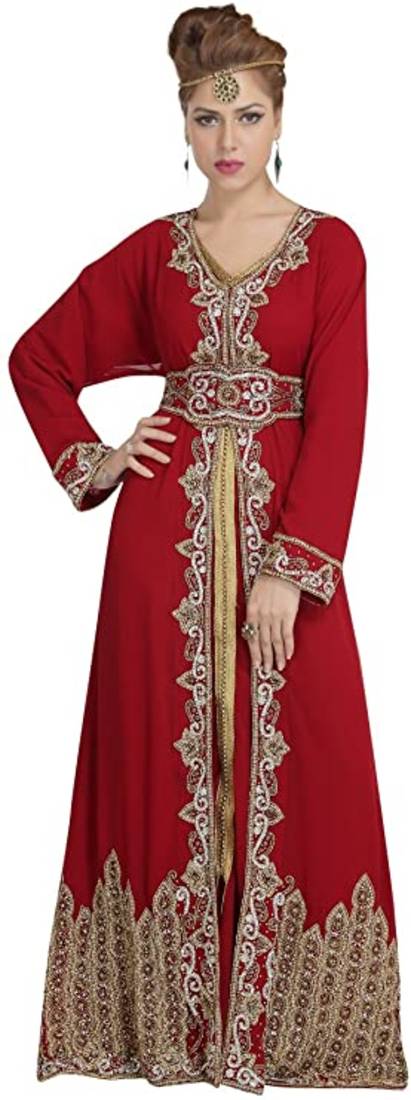 Royal Dubai Kaftan Moroccan Islamic  Abaya Farasha Party Wear Floor Length Dress For Women