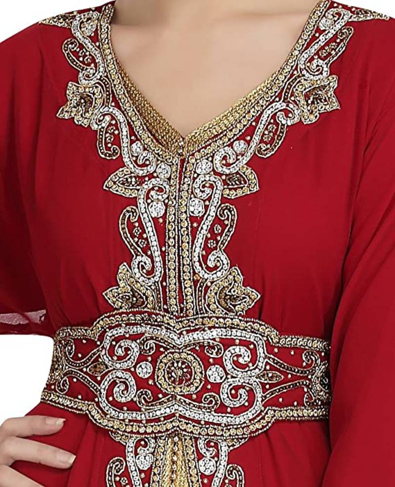 Royal Dubai Kaftan Moroccan Islamic  Abaya Farasha Party Wear Floor Length Dress For Women
