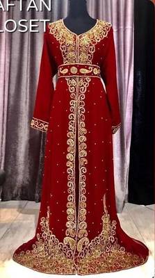 Dubai Moroccan Islamic Kaftan Abaya Farasha Party Wear Floor Length Dress For Women 3