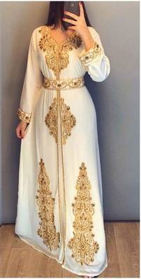 Royal Dubai Kaftan Moroccan Islamic  Abaya Farasha Party Wear Floor Length Dress For Women 2