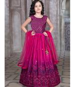 Wedding Designer Purple Soft Chinon Silk Lehenga choli