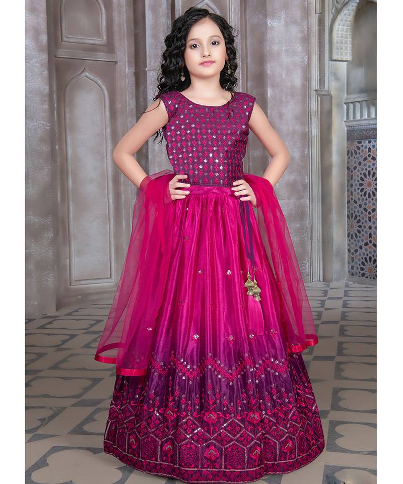 Wedding Designer Purple Soft Chinon Silk Lehenga choli