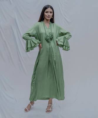 Asymetric Dress In Light Green 1