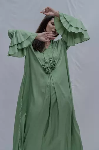 Asymetric Dress In Light Green