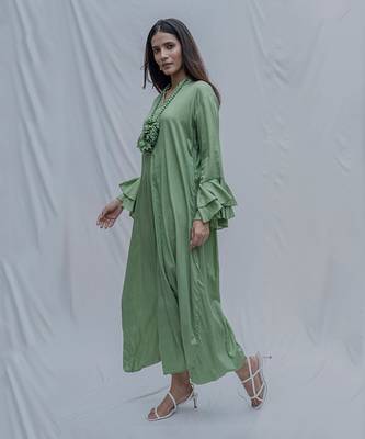 Asymetric Dress In Light Green 4