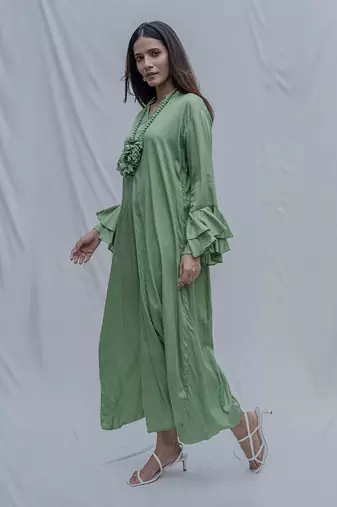 Asymetric Dress In Light Green