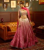 Pink Gotta Embellished Lehenga Set With Scalloped Dupatta