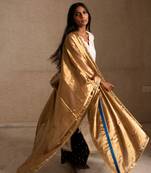 Upcycled patchwork kurta  in shades of ivory and beige made with remnants of heritage fabrics like silks,cottons, prints