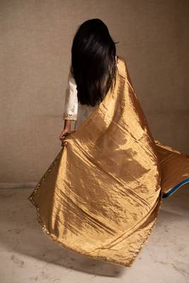 Upcycled patchwork kurta  in shades of ivory and beige made with remnants of heritage fabrics like silks,cottons, prints 3