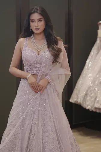 Lilac Kahkashan Lehenga 