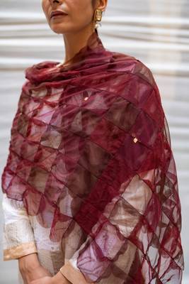 Upcycled patchwork stole made with remnants of tulle 3