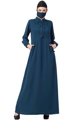 Abaya With Pin Tucks and Front Pockets 1