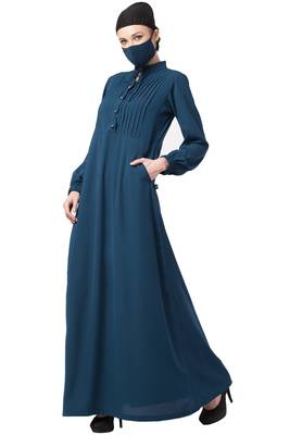 Abaya With Pin Tucks and Front Pockets 2