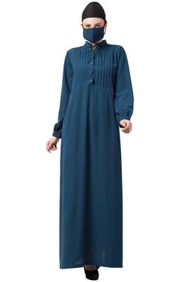 Abaya With Pin Tucks and Front Pockets 4