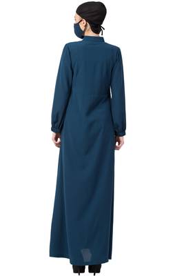 Abaya With Pin Tucks and Front Pockets 5