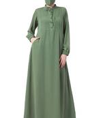 Abaya With Pin Tucks and Front Pockets