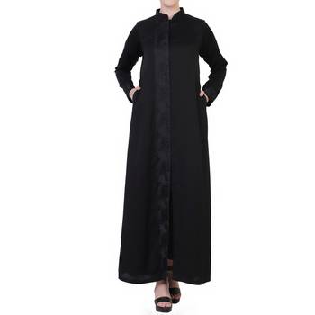 Front Open Abaya With lacework in Nida Fabric 1
