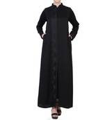 Front Open Abaya With lacework in Nida Fabric