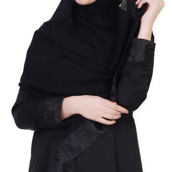Front Open Abaya With lacework in Nida Fabric 4