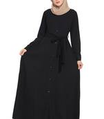 Baha-Front Open Abaya Dress With Box Pleats