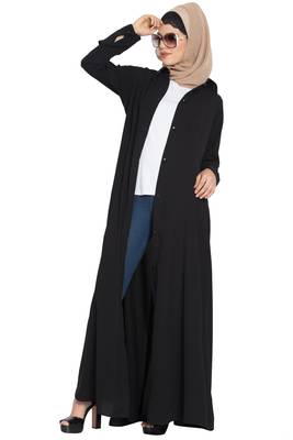 Baha-Front Open Abaya Dress With Box Pleats 5