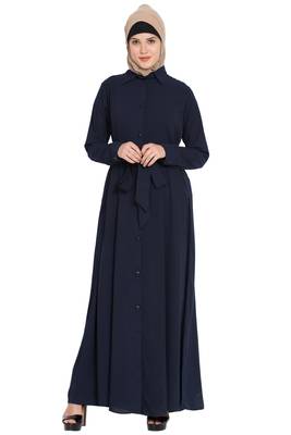 Front Open Abaya Dress with Box Pleats 1