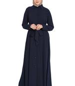 Front Open Abaya Dress with Box Pleats