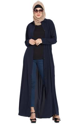 Front Open Abaya Dress with Box Pleats 2