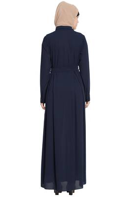 Front Open Abaya Dress with Box Pleats 5