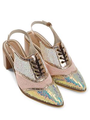 Embroidery Pink Bella Pointed Heels 2