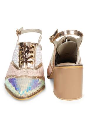 Embroidery Pink Bella Pointed Heels 4