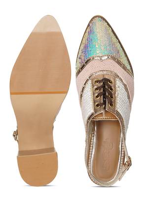 Embroidery Pink Bella Pointed Heels 5
