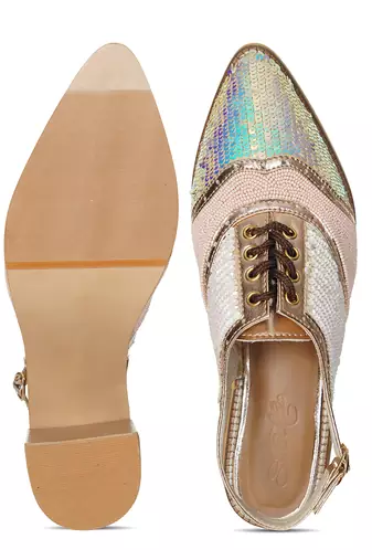 Embroidery Pink Bella Pointed Heels