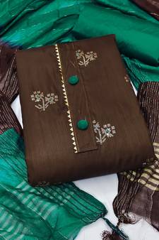 Brown embroidered Art Silk salwar