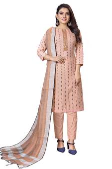 Peach stripes print cotton salwar