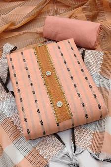 Peach stripes print cotton salwar