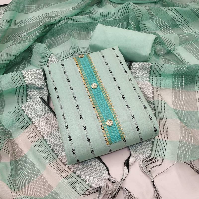 Green stripes print cotton salwar