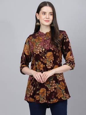 Brown printed velvet tunics 1