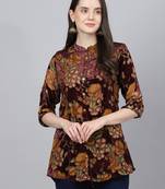 Brown printed velvet tunics