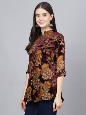Brown printed velvet tunics 3