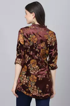 Brown printed velvet tunics