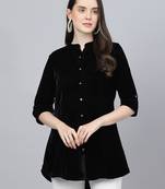 Black printed velvet tunics